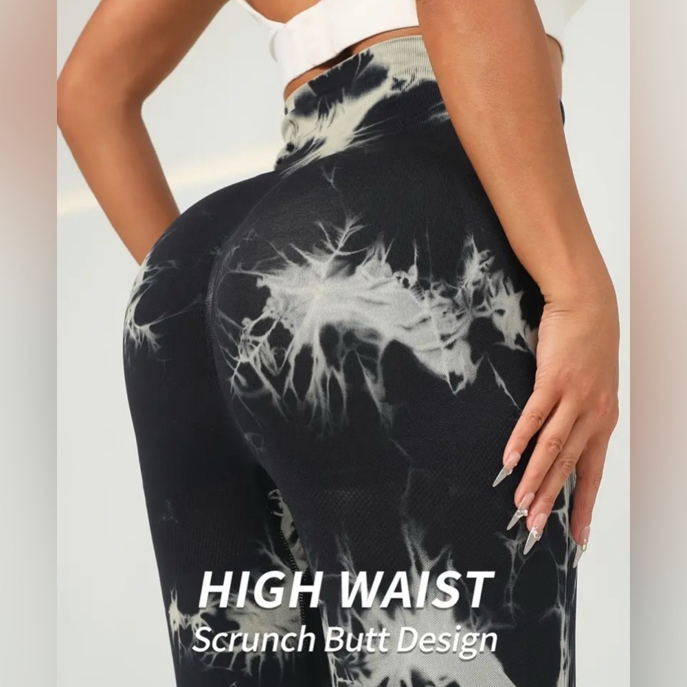 Tie dye leggings, Flattering high waist/ tummy control/ butt lifting scrunch. - Picture 2 of 4